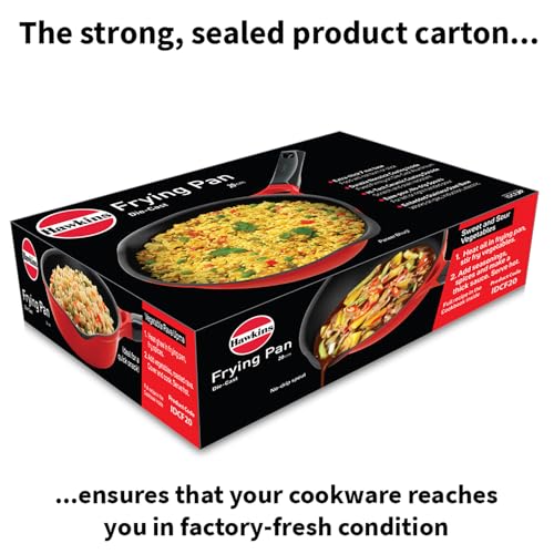 Image of Hawkins 20 cm Frying Pan, Die Cast Ceramic Coated Non Stick Induction Small Fry Pan, Red (IDCF20)