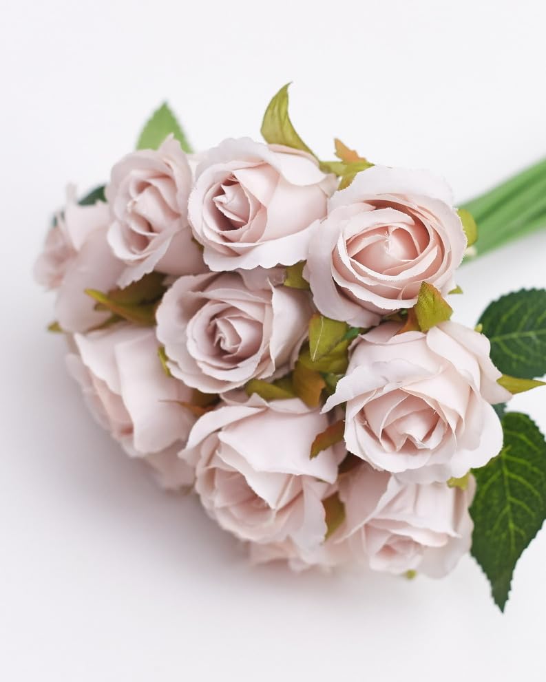 The Baked Studio, Silk Hand Tied Lila Bud Rose And Tea Rose 12-Piece Bouquet for Cake Decorating Home Décor, Weddings - Image 2