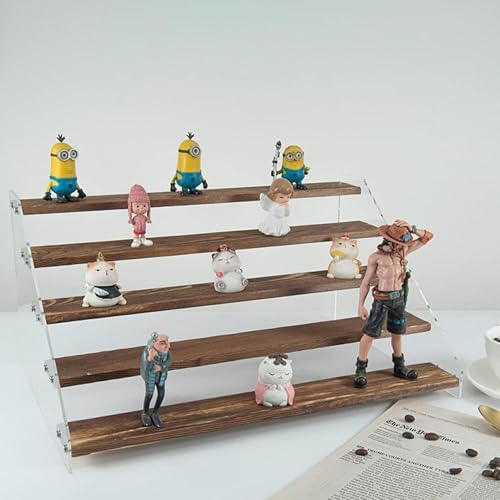 Miniatura 2 de Estante de exhibición, estantes elevadores de acrílico transparente, almacenamiento de acrílico de madera para colección de figuras, cupcakes,