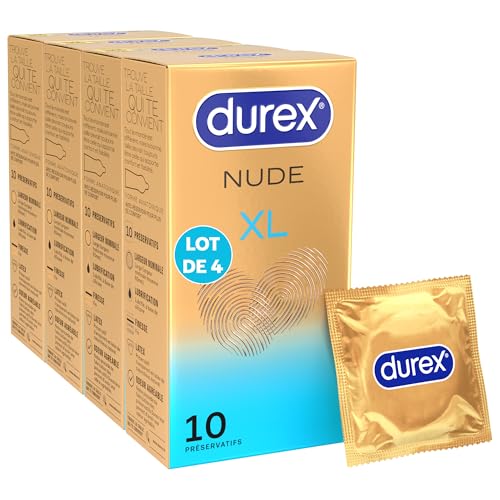 Préservatifs Durex Nude XL boîte de 40 protections ultra fines homme largeur 60mm