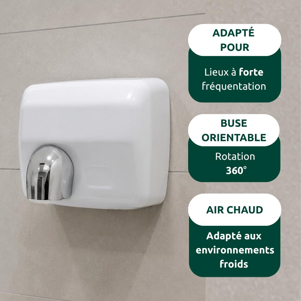 JVD - Sèche-Mains OURAGAN auto blanc - Matériel professionnel