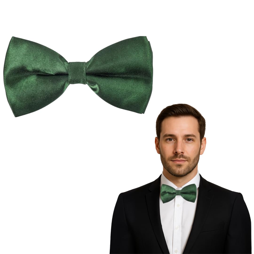 The Tie Company Men's Dark Green The Tie Co™ Adjustable Clip On Bow Ties, Clip On Pre-Tied Bow Tie For Wedding Party (Dark Green)