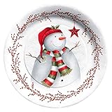 C.R. Gibson 8 Count Winter Berry Snowman Paper Dessert Plates
