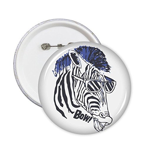 Badge bouton rond illustration animale zèbre en lot de 5 pièces avec épingle métallique robuste