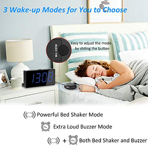 Super Loud Alarm Clock With Bed Shaker, Vibrating Alarm Clock For Heavy Sleepers Hearing Impaired Deaf Teens, Dual Alarm Clock With 7.5’’ Large Display, Usb Charger, Dimmer, Snooze & Battery Backup #TOP1