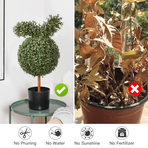 Árboles topiarios artificiales de conejo de 2.7 pies que resisten el sol sin perder el color verde 4