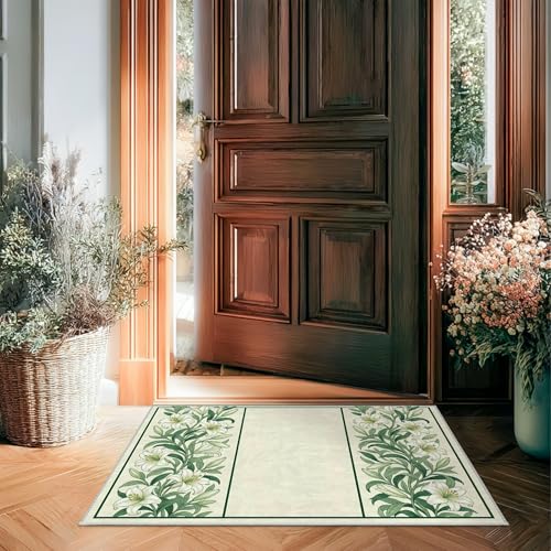 Tapis élégant feuille de vigne Lilies, textile de décoration raffiné à poils bas