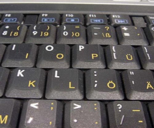 German Keyboard Stickers With Yellow Lettering On Transparent Background #TOP2