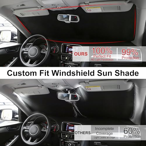 Image of Windshield Sun Shade for Ford Transit 2015-2024 2025 2026 | Foldable, Full covered for windshield, Block UV Rays, Heat Reduction, Easy to install, Keeps Car Cooler