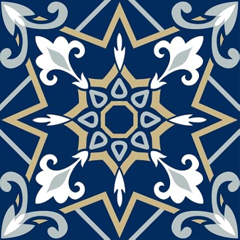 Self Adhesive Wall Tiles Stickers - 18 PCS Blue Moroccan Mosaic Style Kitchen Wall Art DIY Tiling Traditional Vintage Design Peel and Stick Tile Paint Stick on Tiles (New Mixed Blue) (New Blue 3) Cover