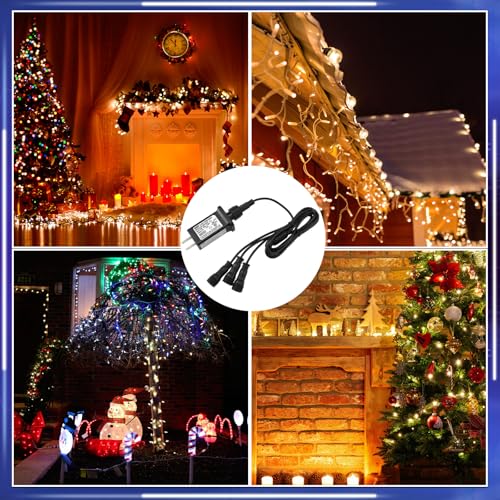 Image of Kingdder 4 Pcs 12V Class 2 Power Supply Yard Inflatable Adapter Replacement with Y Shape 1 Male Divided 3 Female Spillter Connector Low Voltage for Christmas Inflatable LED Lights (15, Watts)