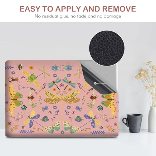 Image of DINKY Laptop Skin Sticker Decal 15.6 inch 15.4 inch 12 inch 13 inch 13.3 inch 14 inch 15 inch Laptop Universal Vinyl Skin Stickers Cover Art Decal Notebook PC Personalized Protector, Pink Dragonfly