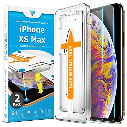 Power Theory iPhone XS Max skärmskydd härdat glas [2-pack] med enkel installationssats [fodralvänligt]