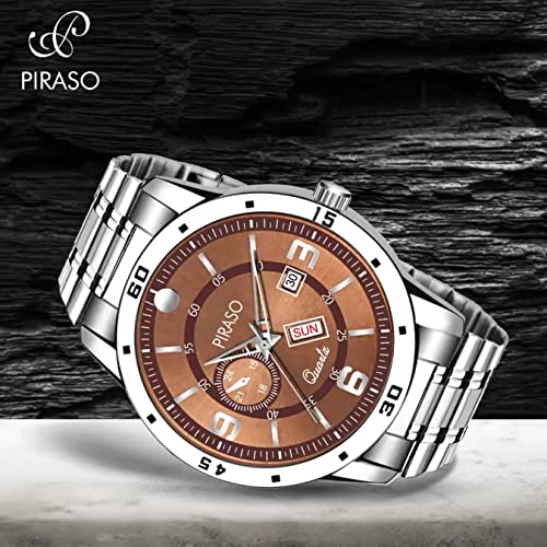 Image of PIRASO Analog Day and Date Working Display MESH Strap Watch for Men & Boys