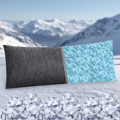 DWCN Cooling Body Pillow for Adults 20x60 Inch Grey - Shredded Memory Foam Body Pillow with Removable & Adjustable Filling Full Body Support for Side Sleepers Pregnancy & Pain Relief