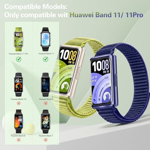 Image of Slim Nylon Watch Strap Compatible with Huawei Band 11 /11 Pro NFC, Nylon Replacement Band with Hook and Loop Fastener, Soft Breathable Lightweight for Women (No Watch)