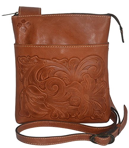 Patricia Nash Italian Leather Tooled Stipes Sling Crossbody Handbag Purse Florence
