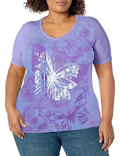 JUST MY SIZE womens Just My Size Women's Plus-size Graphic Short Sleeve V-neck T-shirt Shirt, Big Butterfly Impresion, 3X US