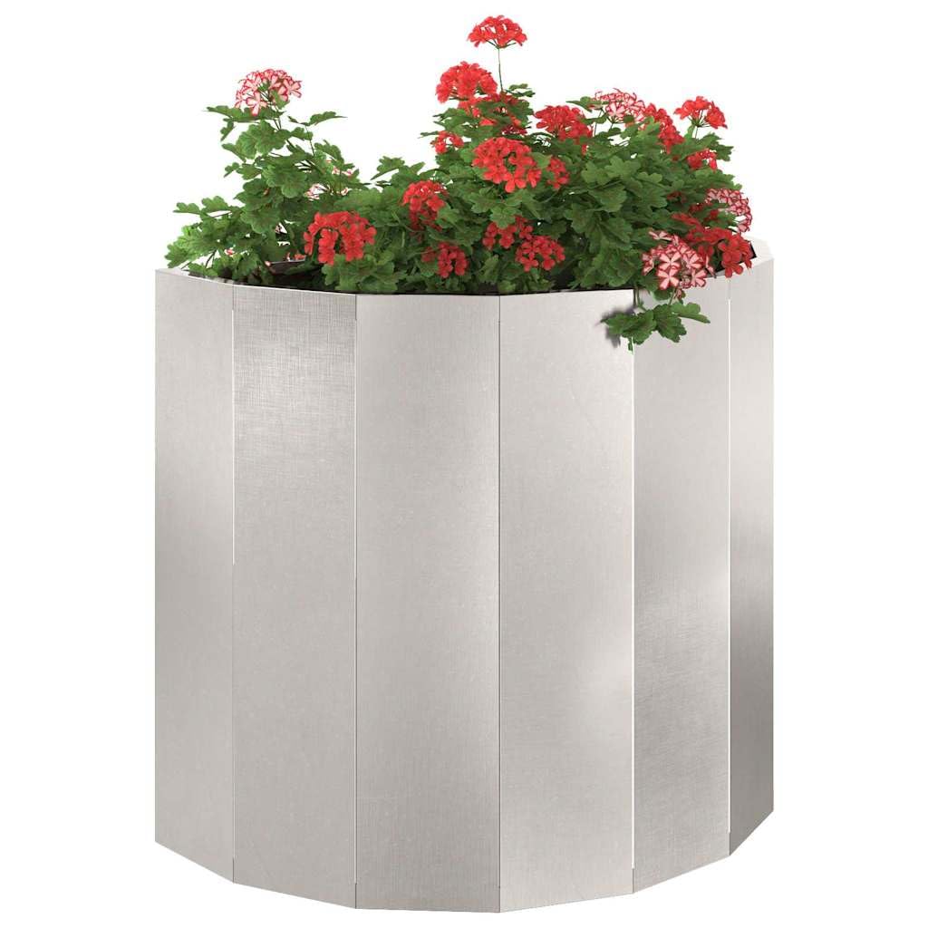 vidaXL Planter Silver 60 x 30 x 50 cm Stainless Steel, Garden and Terrace, Durable Outdoor Planter, Decorative Container, Steel Holder, Greenhouse Pot, Floral Box, Yard Accent
