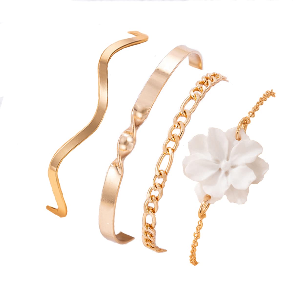 Jewels Galaxy Gold Plated Set of 4 Contemporary Stackable Bracelet Set For Women and Girls (CT-BNGC-49160) (B0BSS4K51N) Amazon Price History, Amazon Price Tracker