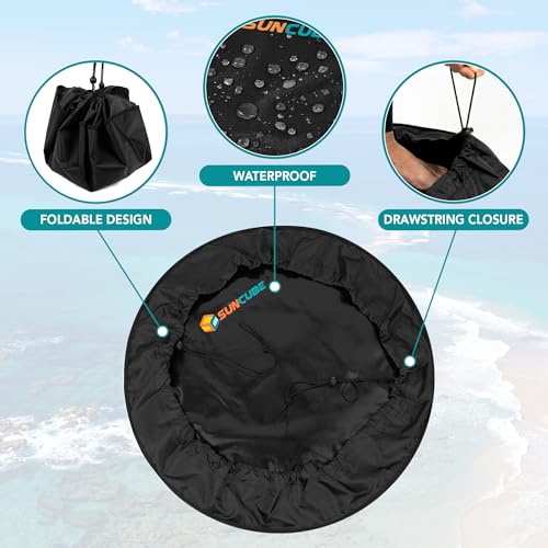 Image of SUN CUBE Surf Poncho Changing Robe with Hood | Thick Quick Dry Microfiber Wetsuit Changing Towel for Surfing Beach Swim Outdoor Sports