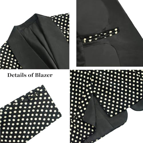 Mens 3-Piece Suit Polka Dot Suits Fabric Slim Fit Premium Night Dinner Party Jacket Vest Pants Set for Prom3