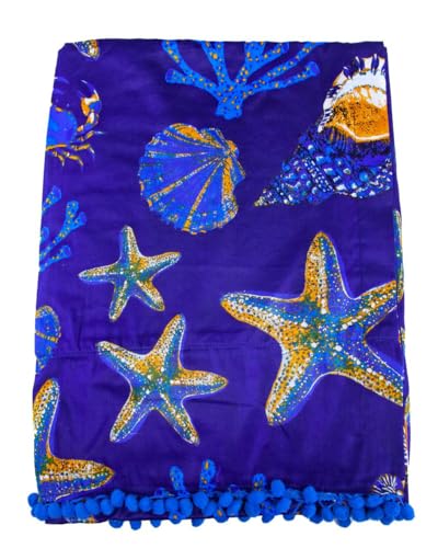 SUN & SURF Pareo con Rizo Estampado Nautilus Marino Tendencia Moda 90X170CM Doble Textura - Toalla Resistente Playa Sol y Piscina