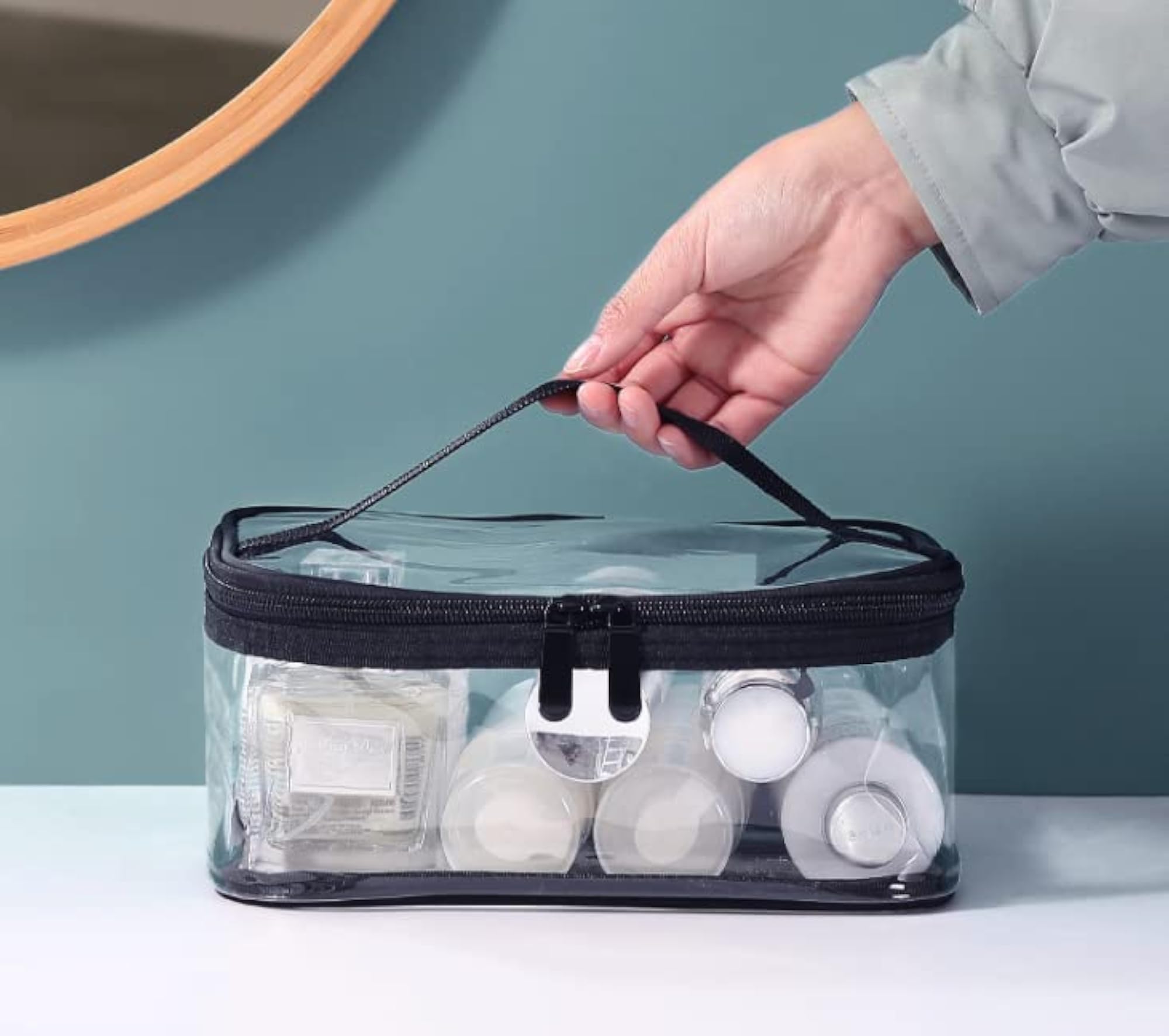 Transparent Clear Cosmetic Pouches with Double Zipper, Travel Ready