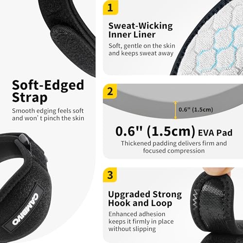 Image of CAMBIVO 2 Pack Tennis & Golfer's Elbow Brace, Counterforce Compression | Dual Adjustable Strap, Honeycomb Terry Lining, Breathable, Low-Profile Buckle, Forearm Support, for Tendonitis, Gym, Typing