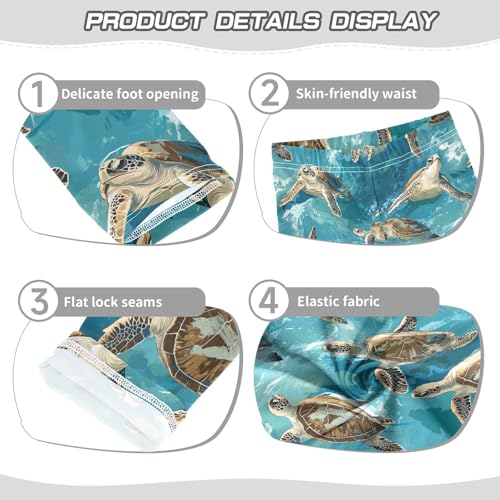 Sea Turtles Girls' Leggings Toddler Doodles Funny Kids Yoga Pants Dance Active Tights 4T3