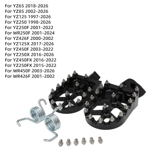 Image of JFG RACING Dirt Bike Foot Pegs,CNC Rest Pedal Footpegs for YZ65 18-23 /YZ85 02-23 / YZ125 97-23 /YZ250 98-23 /YZ250F WR250F 01-23 /YZ450F WR450F 03-23 /YZ125X 17-23 /YZ250X YZ250FX YZ450FX WR426F-Black