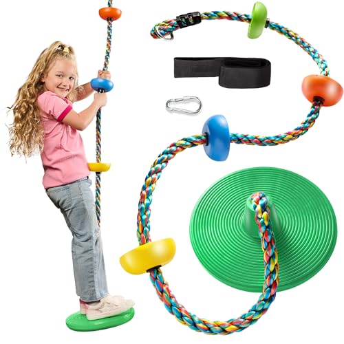 image for Jungle Gym Kingdom Tree Swing for Kids - Single Disc Seat and Rainbow 
