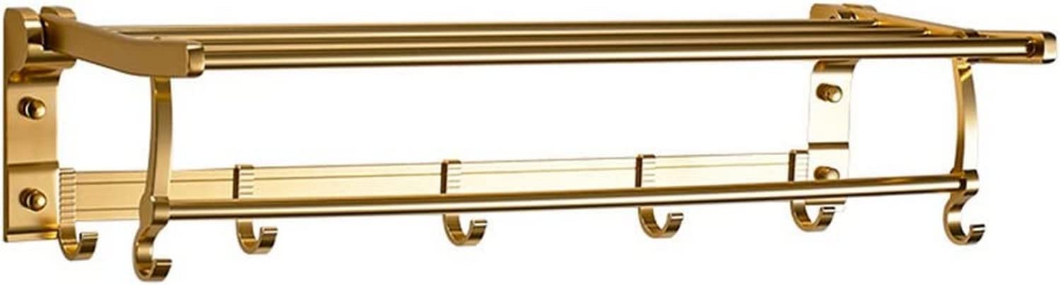 Porte-serviettes espace aluminium or luxe avec étagère murale et crochets de bain