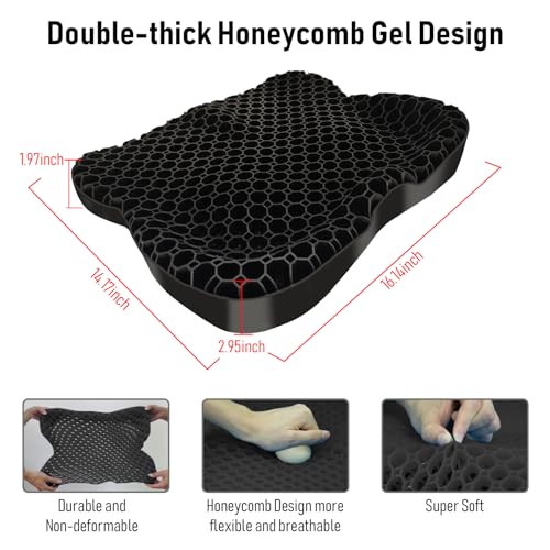 Image of NEW-Vi Anti-Slip Kayak Seat Cushion - Double Thicken Gel Boat Cushion, Waterproof Kayak Gel Seat Cushion, Coccyx Sciatica Pain Relief, Kayak Accessories for Fishing, Kayak Fishing Accessories