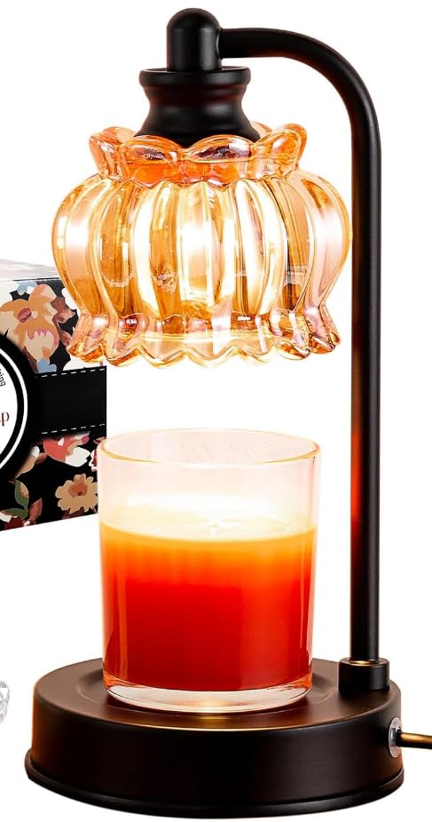 Elektryczna lampa do podgrzewania świec, lampa grzewcza do świec z regulacją wysokości (z 2 żarówkami, timerem i ściemniaczem) – idealna do świec zapachowych i dekoracji mieszkania