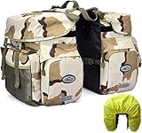 TentHome Fietstassen, bagagedrager, afneembaar, dubbele reistas, achterzak, voor mountainbike, racefiets, outdoor, fietsen, met regenhoes, 50 liter (camouflage)