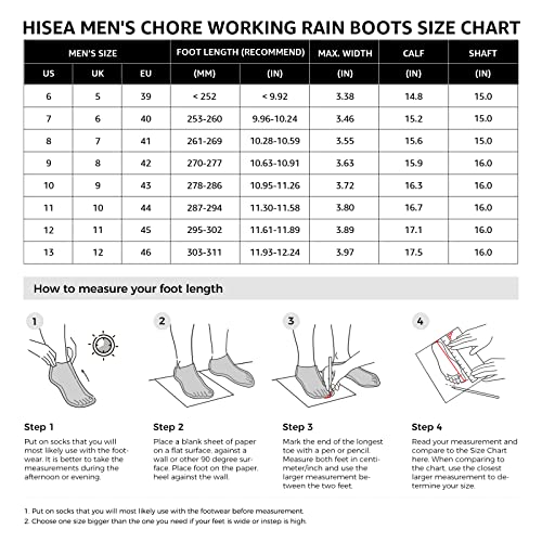 Hisea Upgraded Rain Boots For Men, Waterproof Insulated Rubber Neoprene Boots With Steel Shank, Durable Anti-Slip Outdoor Work Boots For Hunting Gardening Farming Fishing Mud Working, Adjustable Calf, Size 6 Black #TOP4