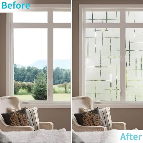 Image of COLORMATE Premium Vinyl Stained Frosted Window Glass Film (18x36 Inch) - Self-Adhesive Wallpaper Sticker Opaque Tint for Window Glass Privacy Cover, Door, Office, Home.| Anti-UV. Vertical Horizontal