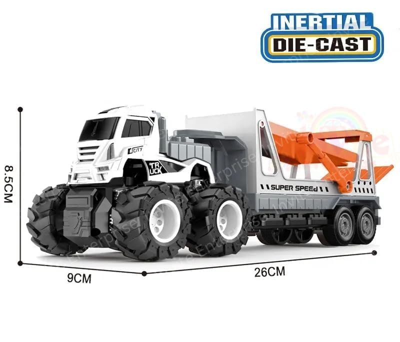 Image of 1:43 4WD Diecast Alloy Double-Deck Transportation Big Toy with Friction Powered Miniature Car Vehicle for Kids, Boys and Girls (2 Color Trucks = Send Any 1 Truck)