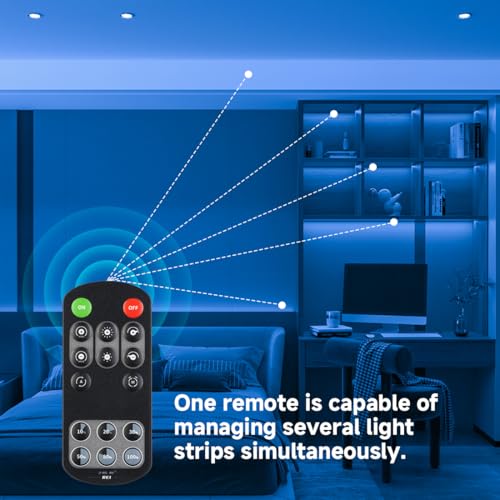 Image of BTF-LIGHTING Blue Color COB LED Strip Light, UL Listed High Density Flexible Tape Light with RF Remote & ETL Power Adapter, DC12V 16.4FT Ultra Bright Light for Cabinet Kitchen Home Indoor Lighting