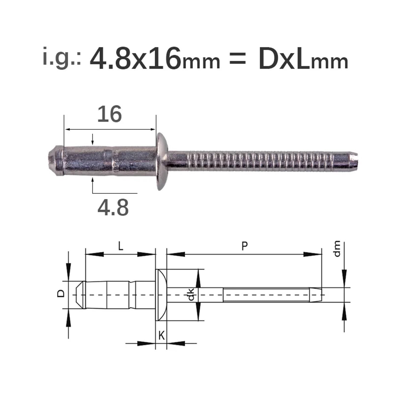 30/50 szt. Nity ze stali nierdzewnej o wysokiej wytrzymałości, nity zrywające z doskonałym tworzeniem ogona żarówki(50 sztuk, 4 x 20 mm)