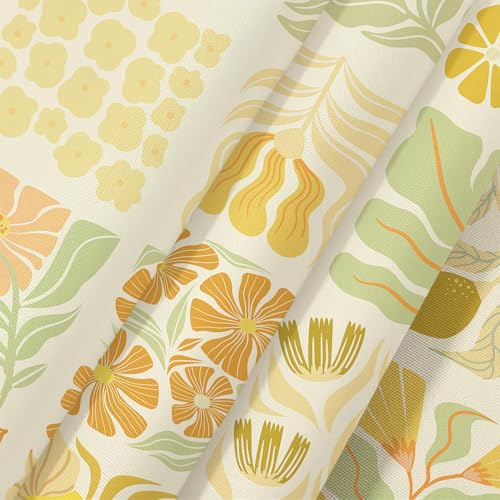 JAWO Cute Boho Floral Shower Curtain, Vintage Yellow Abstract Floral Retro Aesthetic Shower Curtain for Bathroom, Funky Unique Waterproof Fabric Polyester Bath Curtains Decor with Hooks,70Wx70H by JAWO - Used condition - Image 8
