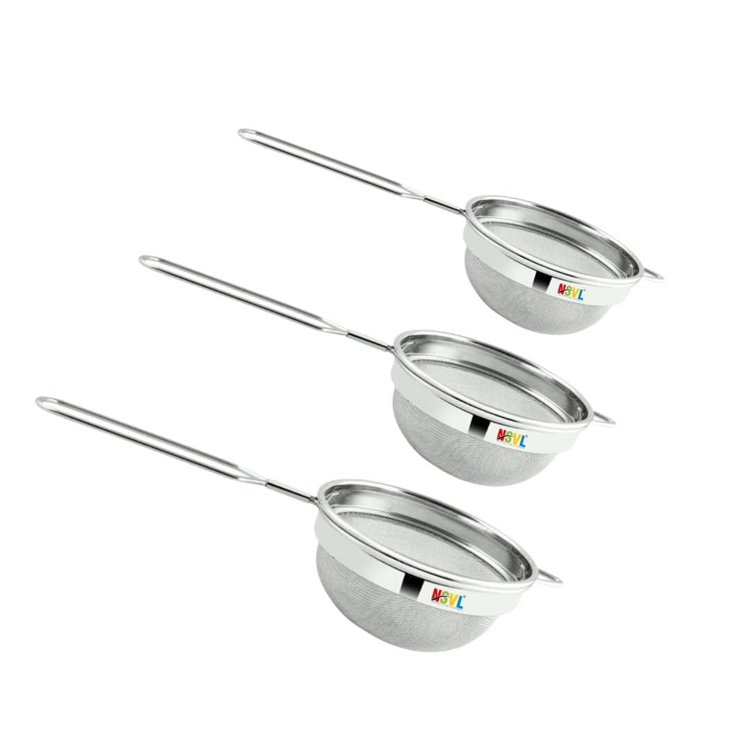 NSVL Stainless Steel(Food Grade) Steel Tea Strainer/Chai Chhalni/Coffee Strainer/Tea Filter/Juice and Oil Filter with Wire Handle and Stainless Steel Single MESH (3) (B0C8P3J7VN) Amazon Price History, Amazon Price Tracker