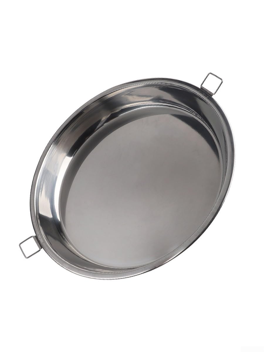 Bandeja de parrilla de acero inoxidable, sartén para pizza con asa para un fácil transporte, horno, barbacoa, hornear, asar, placa rectangular antiadherente perforada (34 cm)
