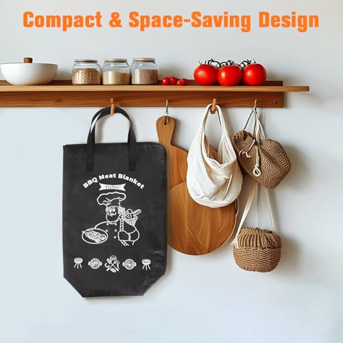 Image of BBQ Blanket for Resting Meat - 5-Layer Insulated Brisket Blanket & Meat Resting Bag, Keeps Brisket, Turkey, Pork Shoulder & Ribs Juicy, Smoker Grill Accessories & BBQ Gifts for Men, Dads -- Black