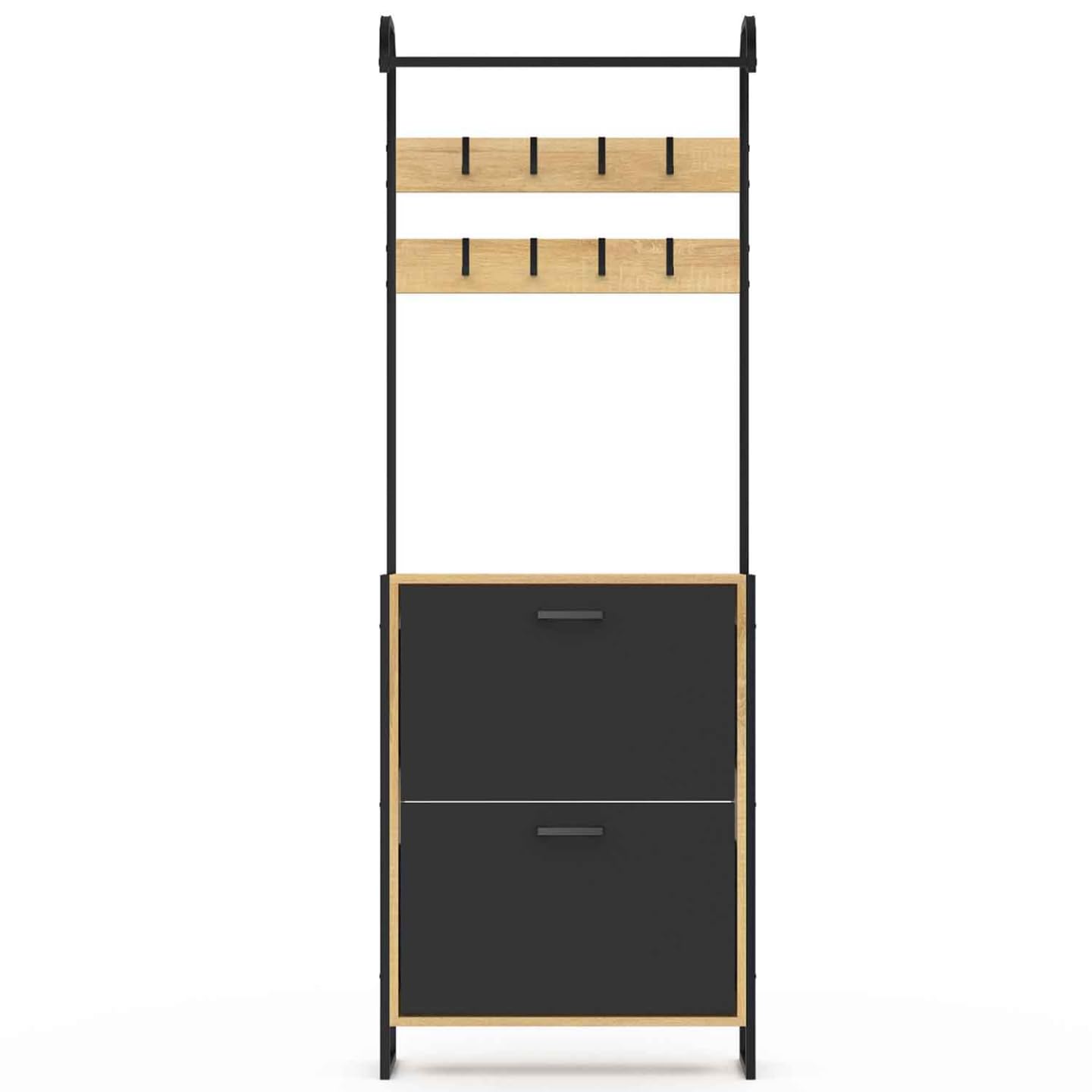 IDMarket - Vestiaire d'entrée Boston Meuble Chaussures 2 Portes Bois et Noir