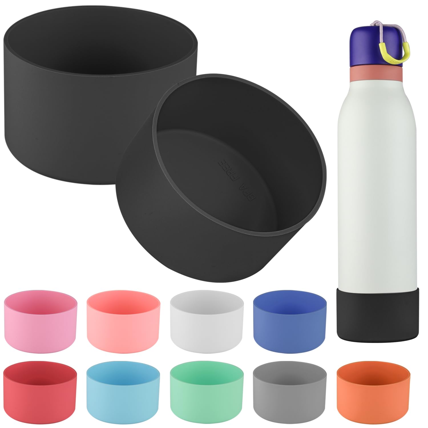 Owala Siliconen waterfles boot, anti-slip beschermhoes voor waterfles, beschermt FreeSip en Flip roestvrijstalen waterflessen, 947 ml, blauw