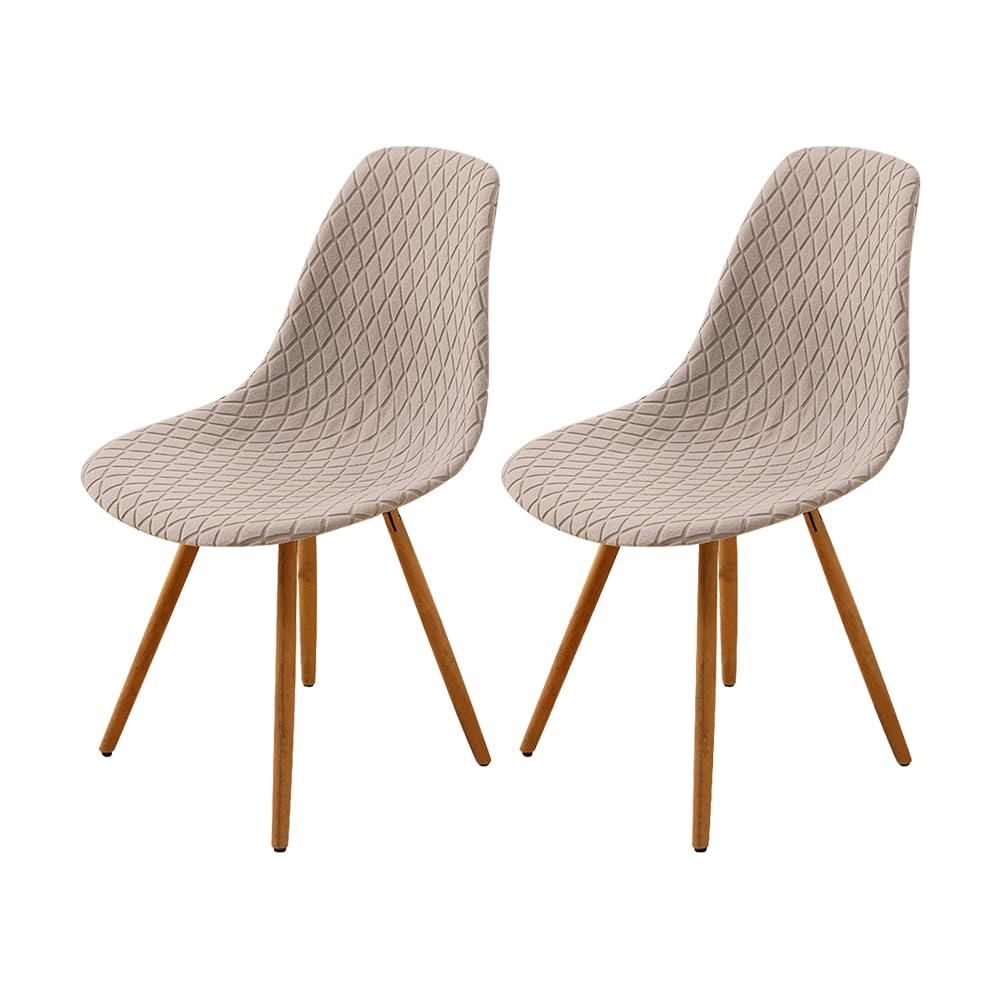 MOTTDAM Dining Chairs Covers Set of 2, Scandinavian Chair Slipcovers, Stretch Velvet Chair Covers for Dining Chairs, Kitchen, Bedroom, Living Room, Office, Sandy, 2PCS