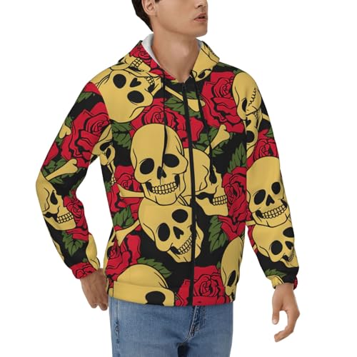 Sweat à capuche homme imprimé crâne rose idéal pour vos sorties d'automne décontractées