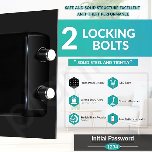 Image of Plantex 106 Litre Digital Safe Locker For Home /Safety Locker Box with Biometric Fingerprint,Touchscreen & Emergency Key /Perfect Security Solution for Valuables /2 Years Warranty By Plantex - Black